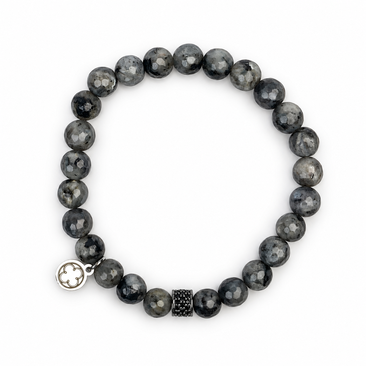 Mens Labradorite with Black Pavé Barrel Accent - Oriana LaMarca Designs