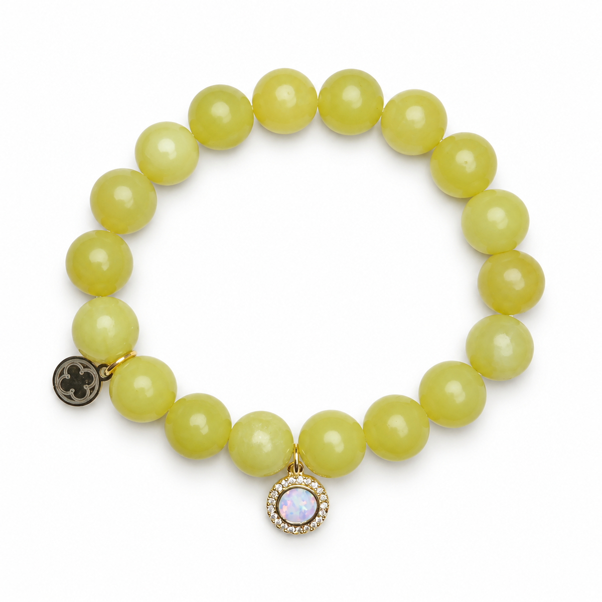 Celery Jade with Pavé Opal Pendant on a white background