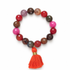 Multicolor Agate with Orange Tassel on a white background