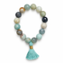 Amazonite with Mint Tassel on a white background