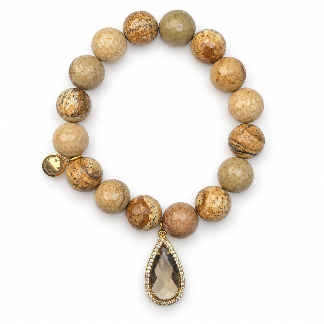 Picture Jasper with Pavé Topaz Crystal Point Pendant on a white background
