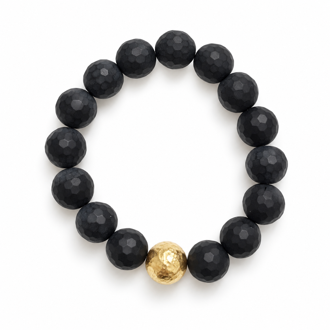 Matte Black Onyx with Hammered Gold Accent on a white background