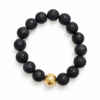 Matte Black Onyx with Hammered Gold Accent on a white background