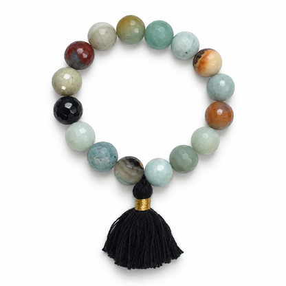 Amazonite with Black Tassel on a white background