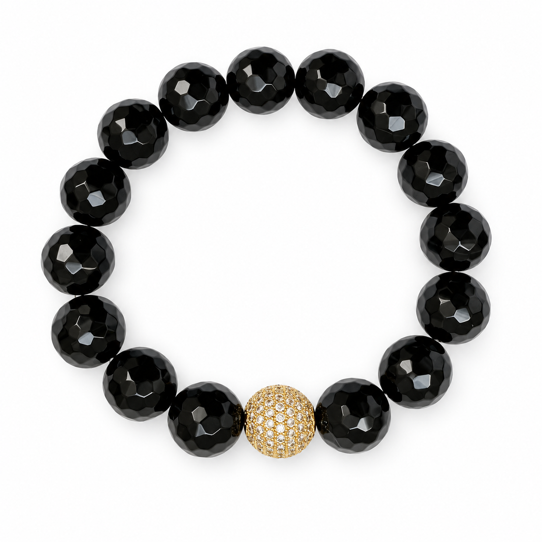 Black Onyx with Micro Pavé Gold on a white background