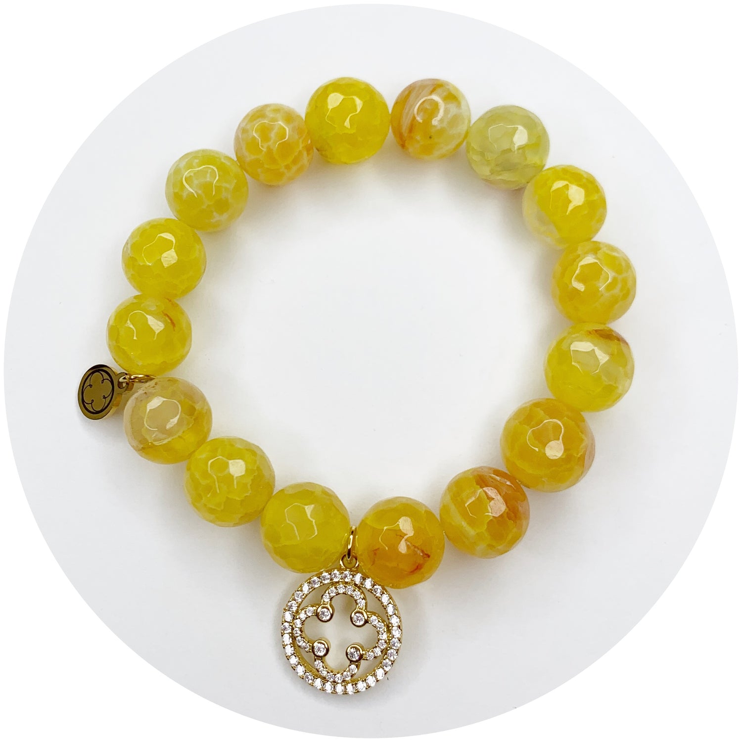 Yellow Agate with Pavé Gold Signature Logo