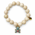Beige Riverstone with Blue Pavé Teddy Bear Pendant on a white background