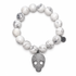 White Howlite with Pavé Gunmetal Skull on a white background