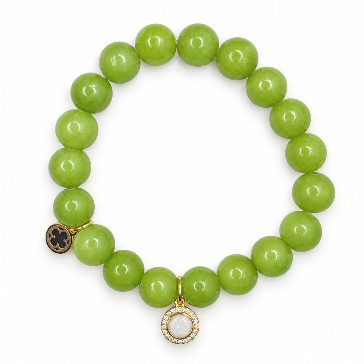 Lime Green Jade with Pavé Opal Pendant on a white background