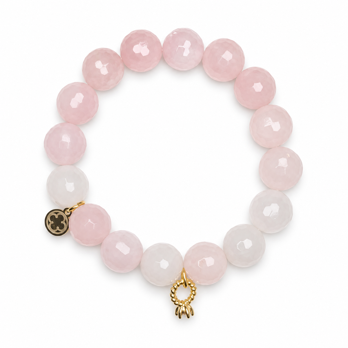 Rose Quartz with Diamond Ring Pendant on a white background