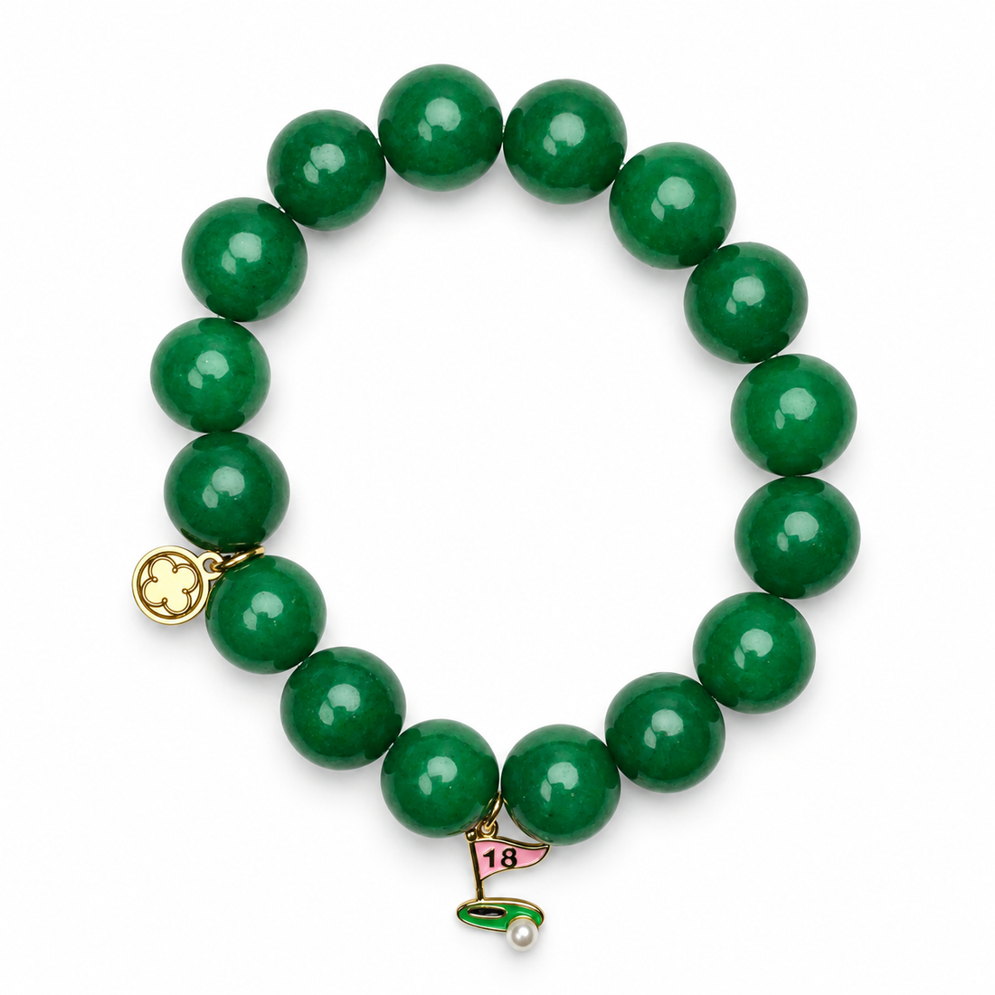Emerald Green Jade with Golf Course Pendant on a white background