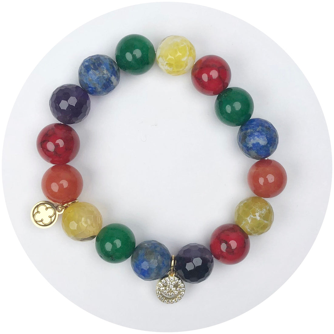 Love is Love Multicolor Jade with Pavé Smiley Face