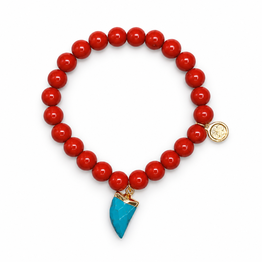 Orange Howlite with Turquoise Horn Pendant on a white background