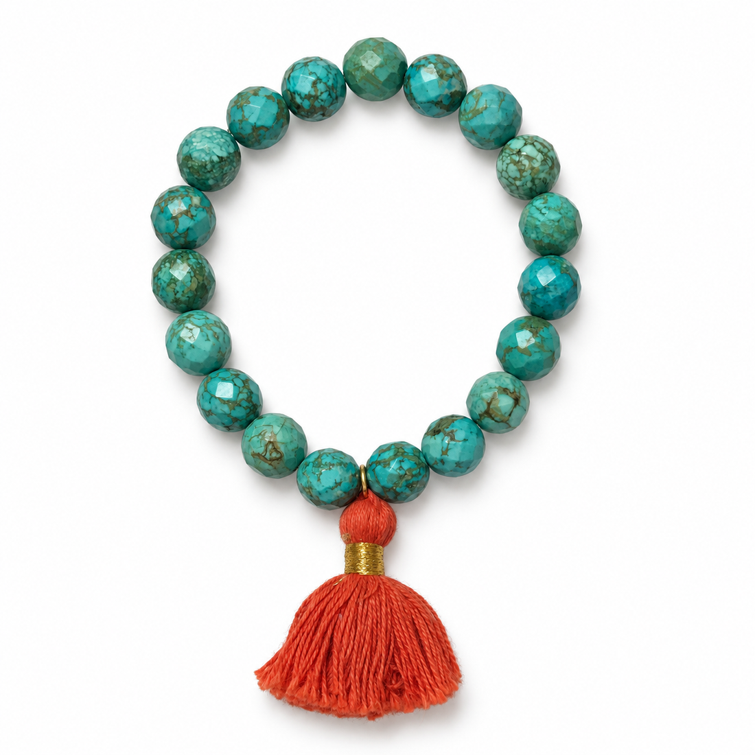 Green Turquoise with Orange Tassel on a white background