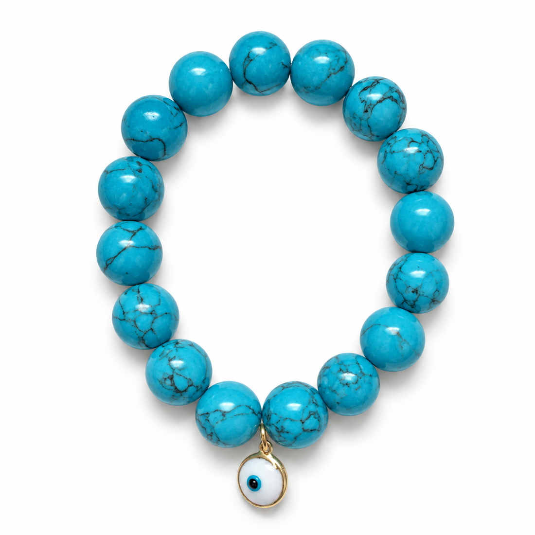 Blue Howlite with Evil Eye Pendant on a white background