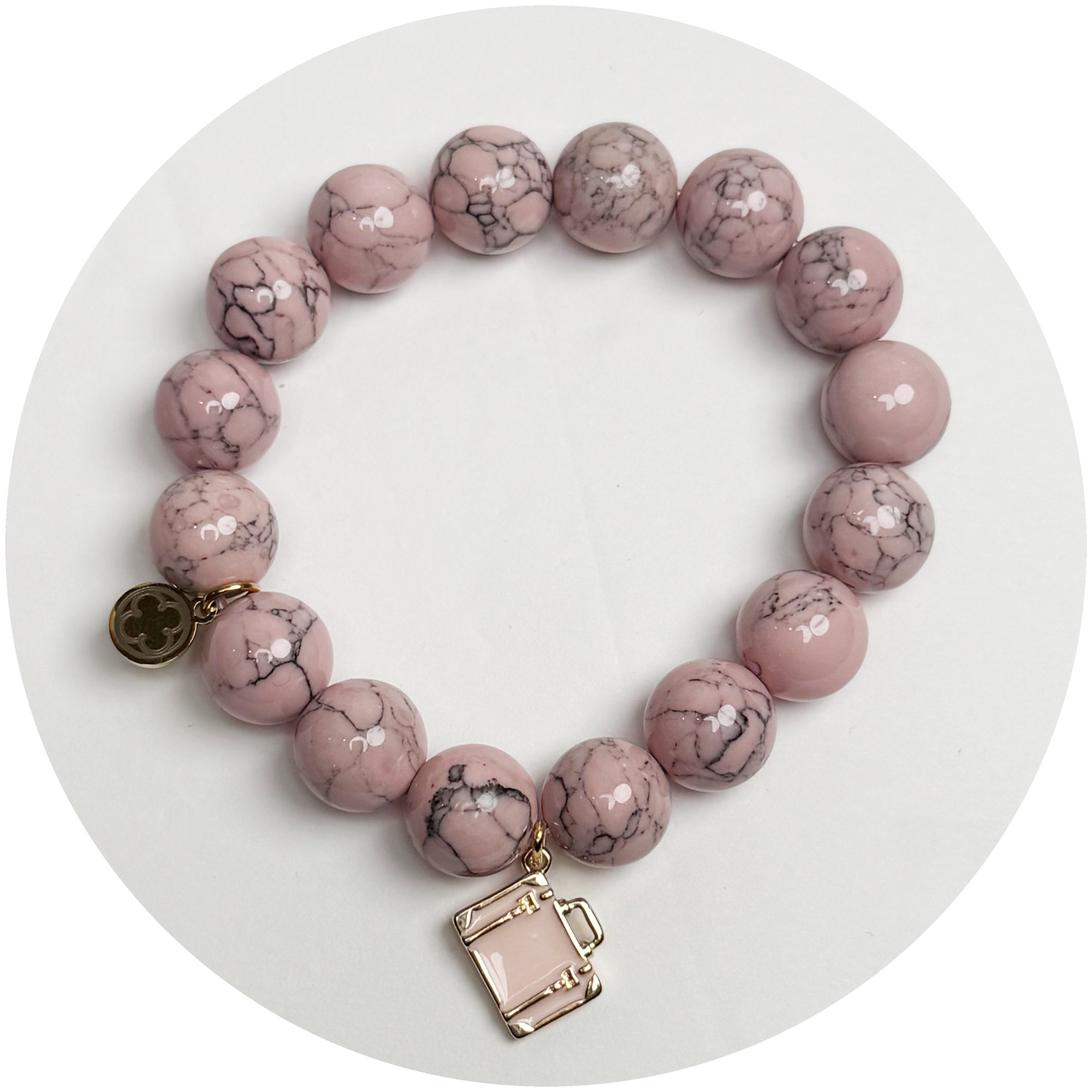 Light Pink Howlite with Pink Luggage Pendant