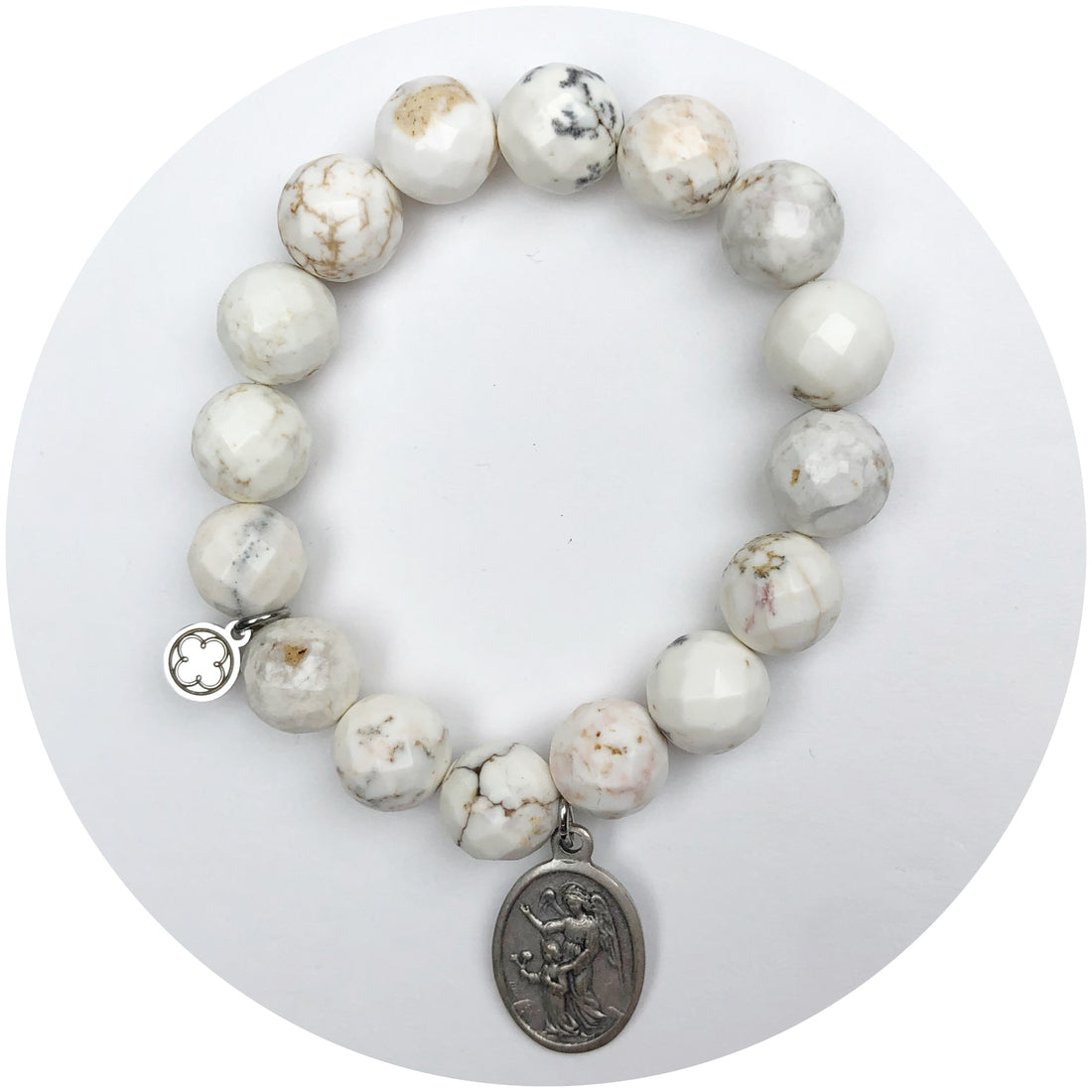Fossil Agate with Guardian Angel Pendant
