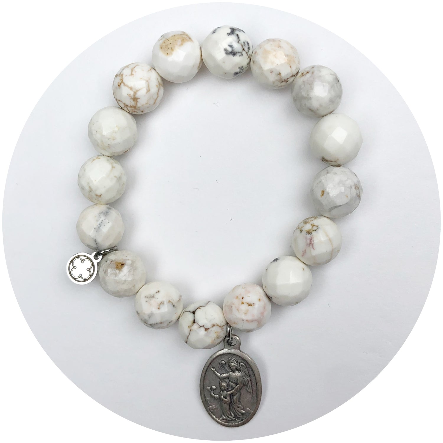 Fossil Agate with Guardian Angel Pendant