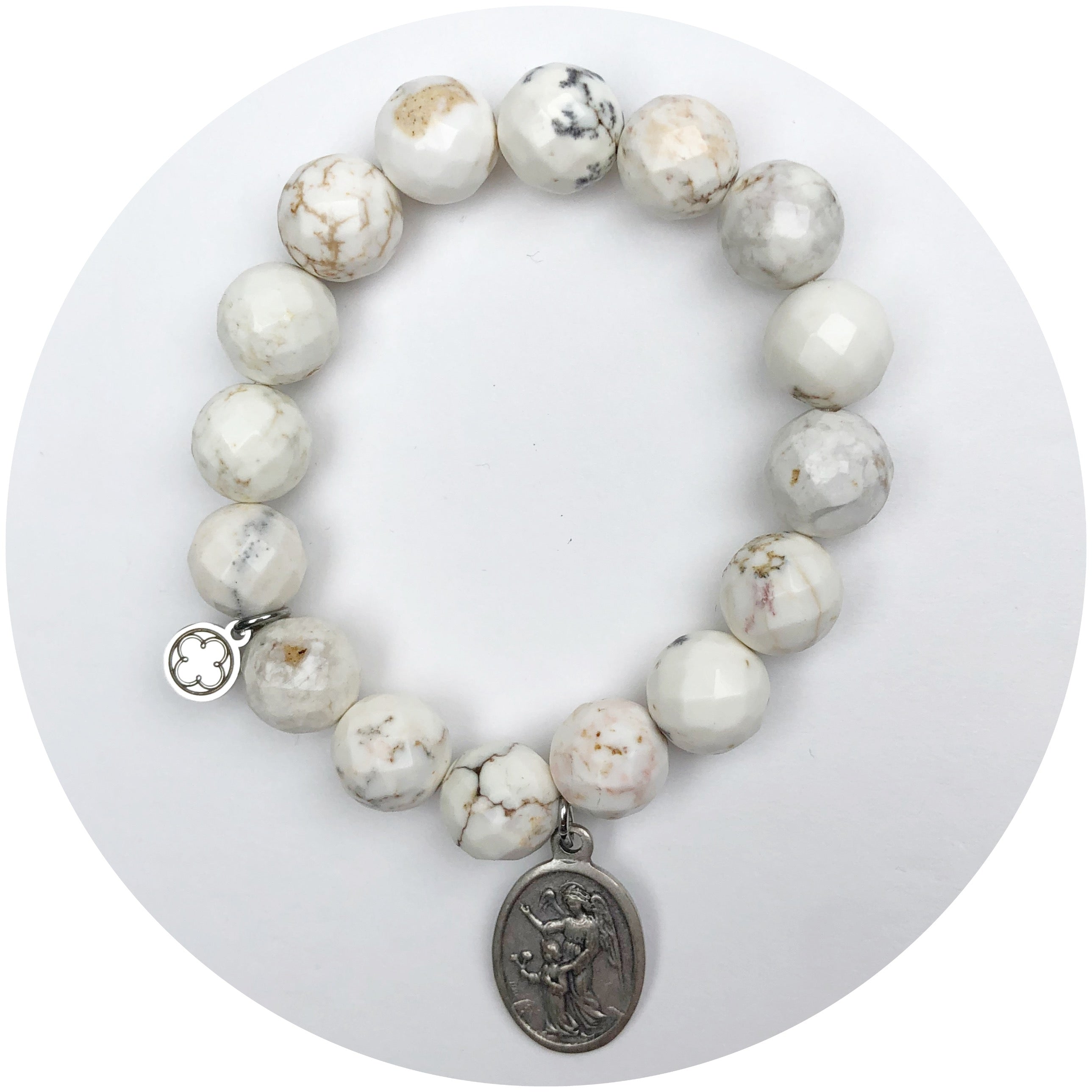 Fossil Agate with Guardian Angel Pendant