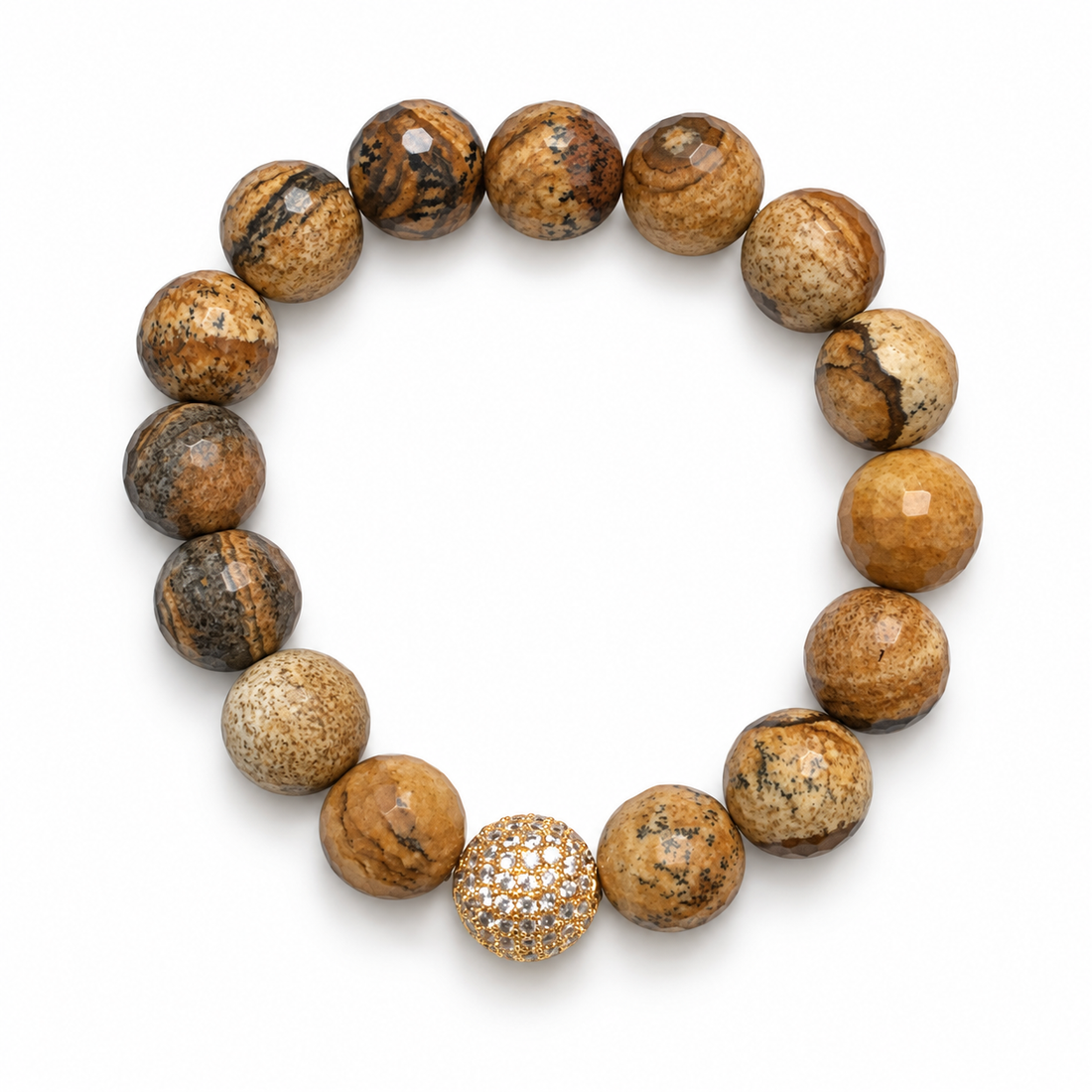 Picture Jasper with Micro Pavé Gold on a white background
