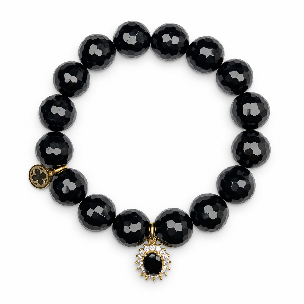 Black Onyx with Pavé Black Gold Crystal Star Pendant on a white background