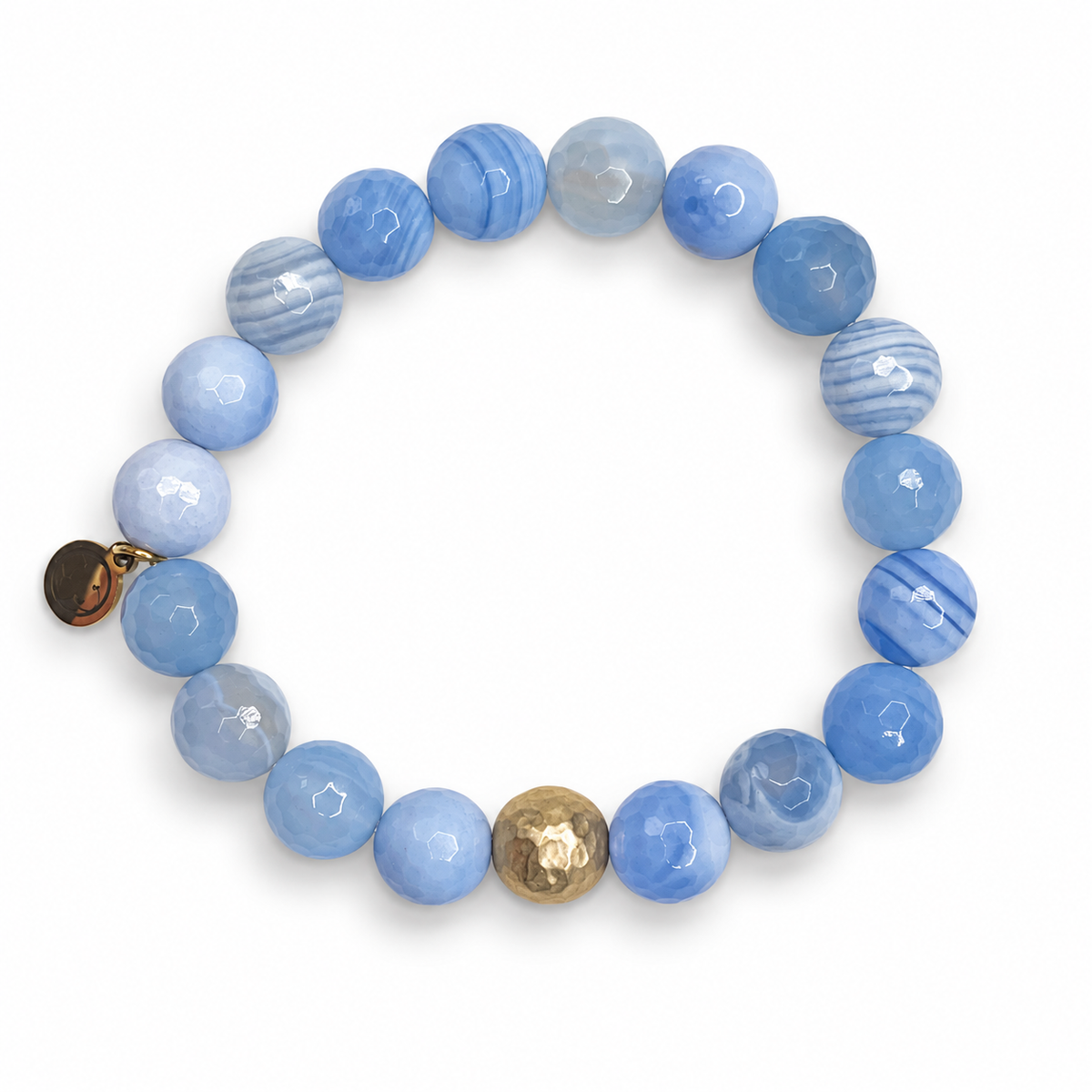 Serenity Blue Agate with Hammered Gold Accent - Oriana LaMarca Designs