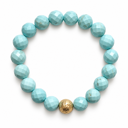 Light Turquoise Magnesite with Hammered Gold Accent - Oriana LaMarca Designs