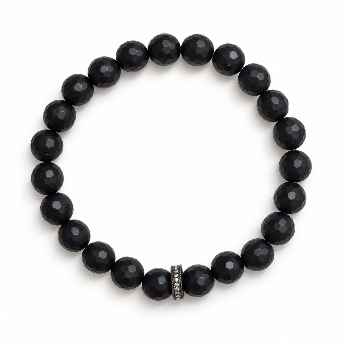 Mens Matte Black Onyx with Gumetal Pavé Mini Spacer - Oriana LaMarca Designs