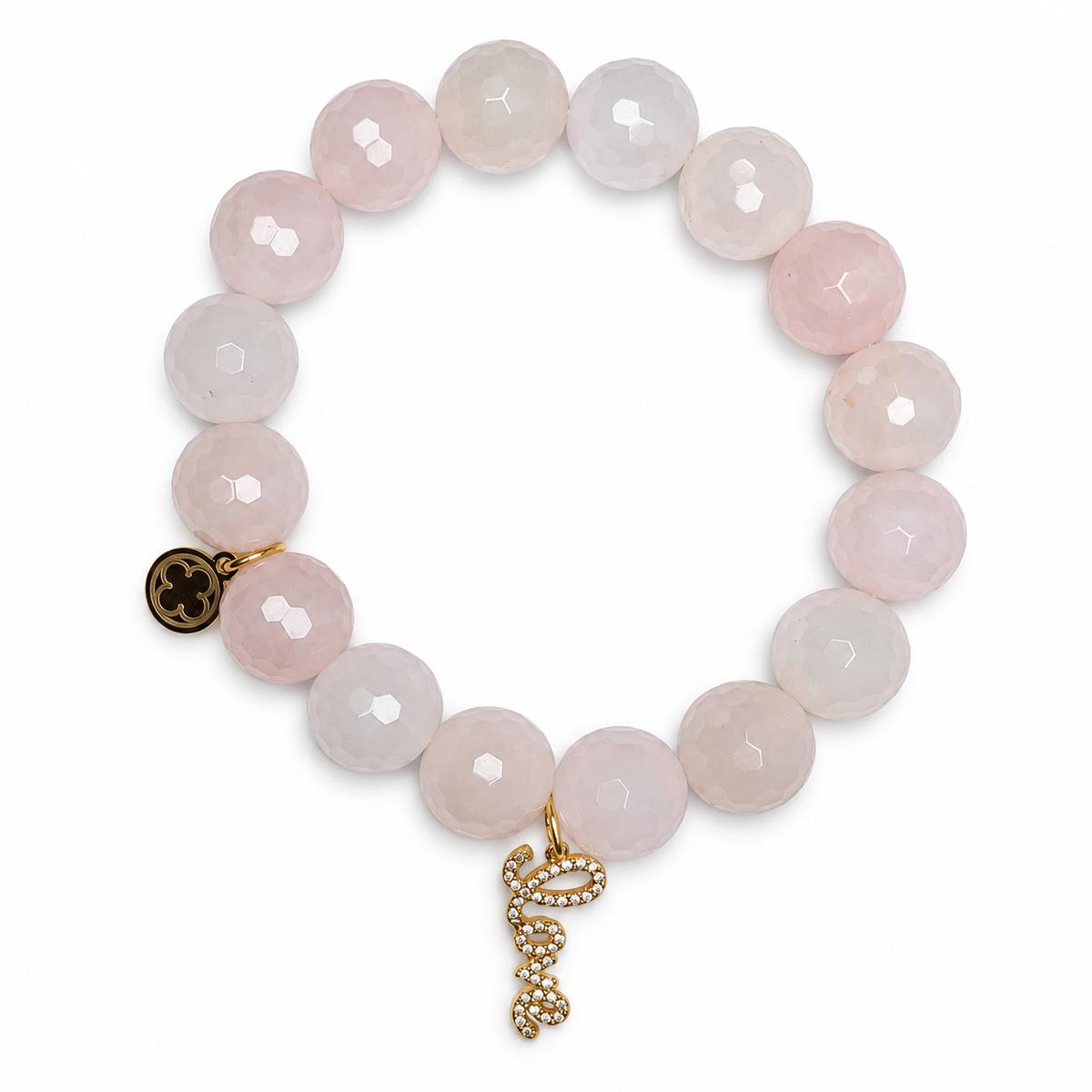 Rose Quartz with Pavé Cursive Love Pendant - Oriana LaMarca Designs