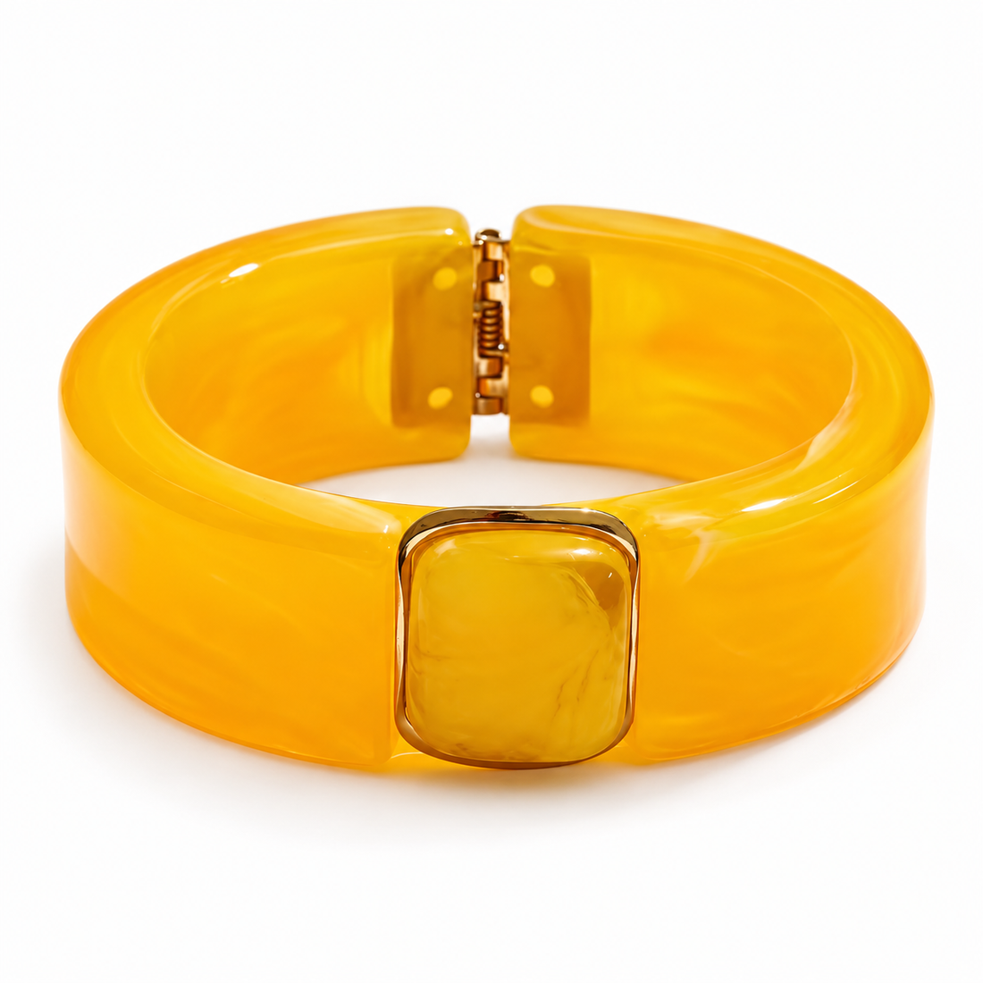 Valentina Amber Hinged Bangle on a white background