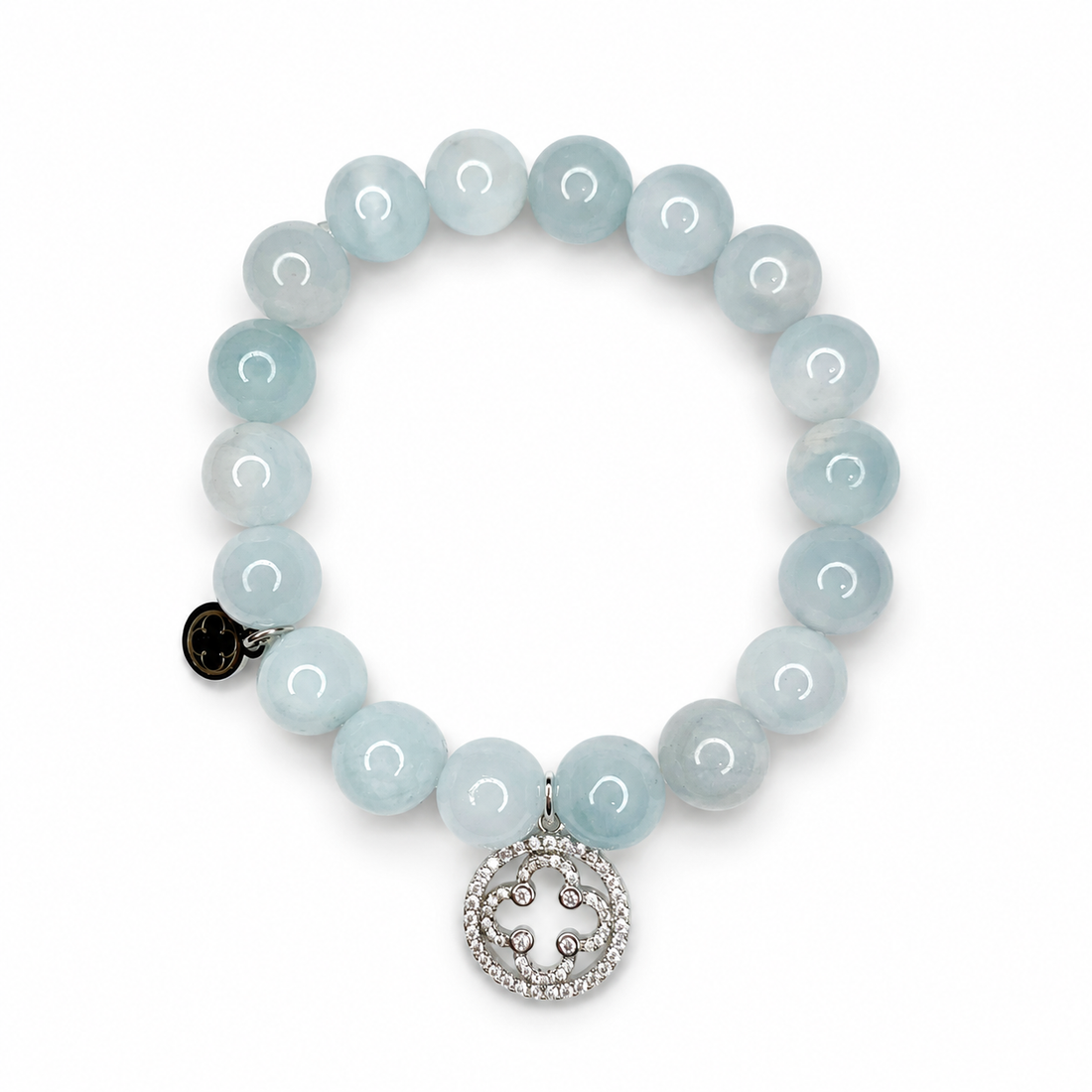 Aquamarine with Pavé Silver Signature Logo - Oriana LaMarca Designs