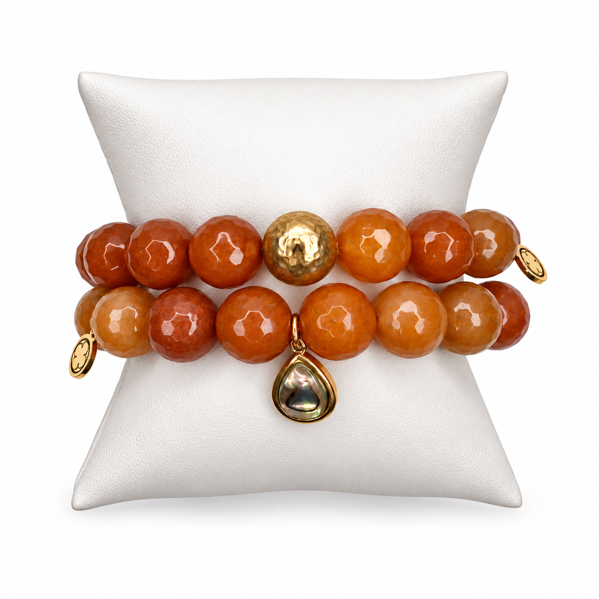 Brown Aventurine Color Stax on white display pillow