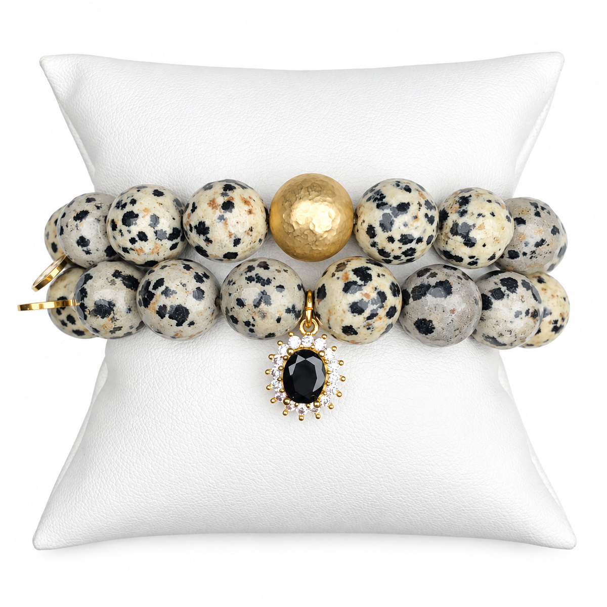 Dalmatian Jasper Color Stax on a white studio background