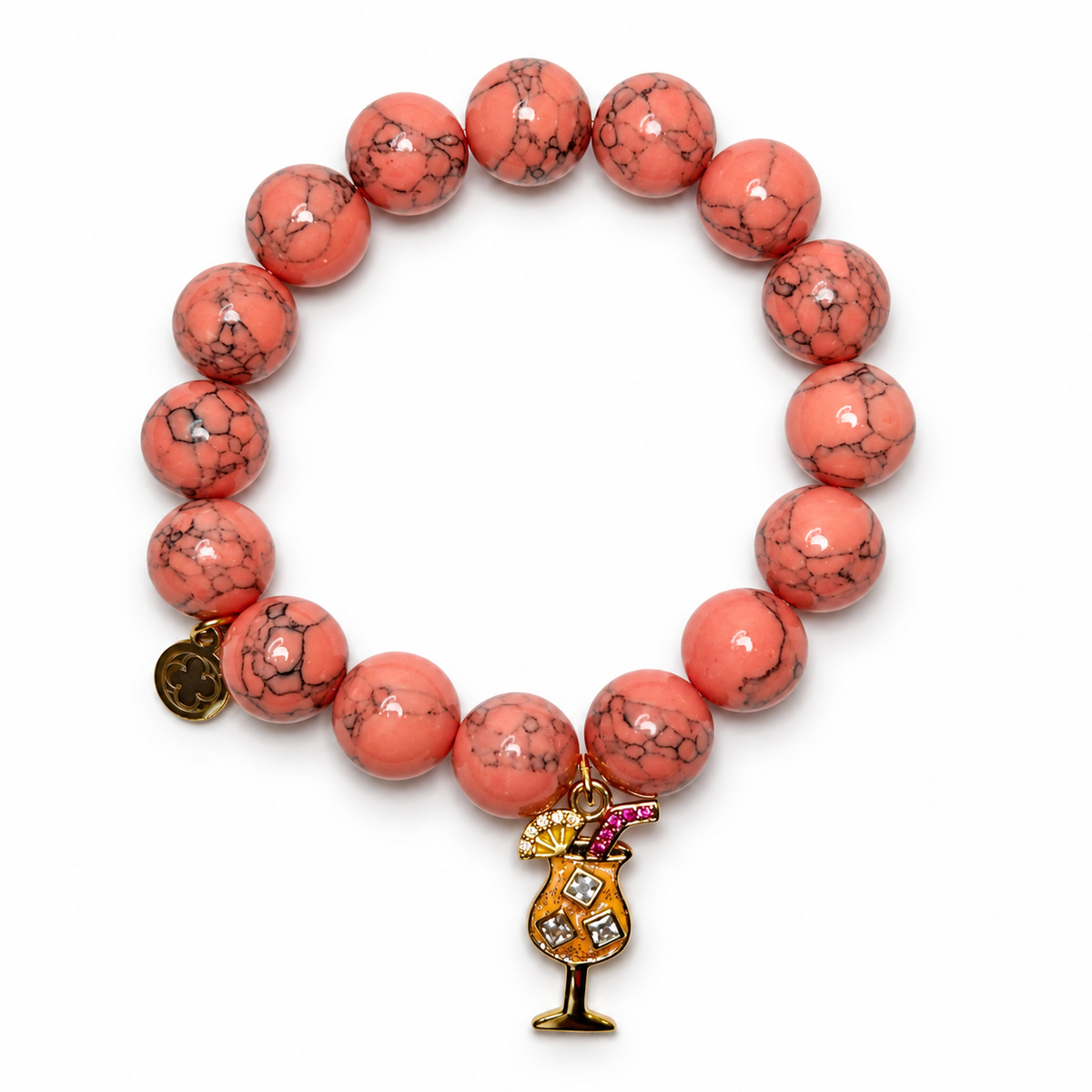 Coral Pink Howlite with Pavé Cocktail Pendant - Oriana LaMarca Designs