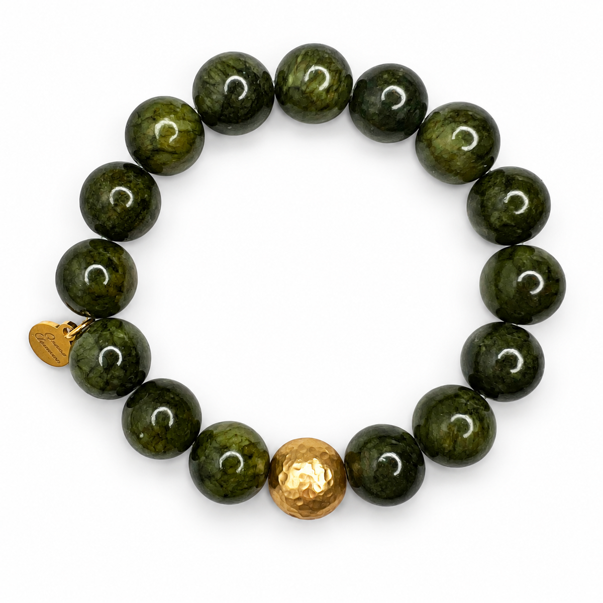 Olive Riverstone with Hammered Gold Accent - Oriana LaMarca Designs