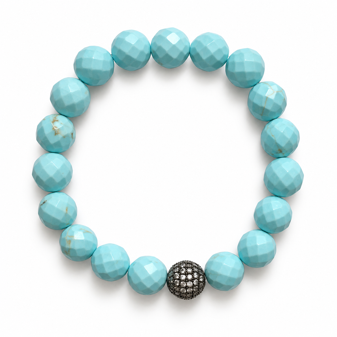 Light Turquoise Magnesite with Micro Pavé Gunmetal - Oriana LaMarca Designs