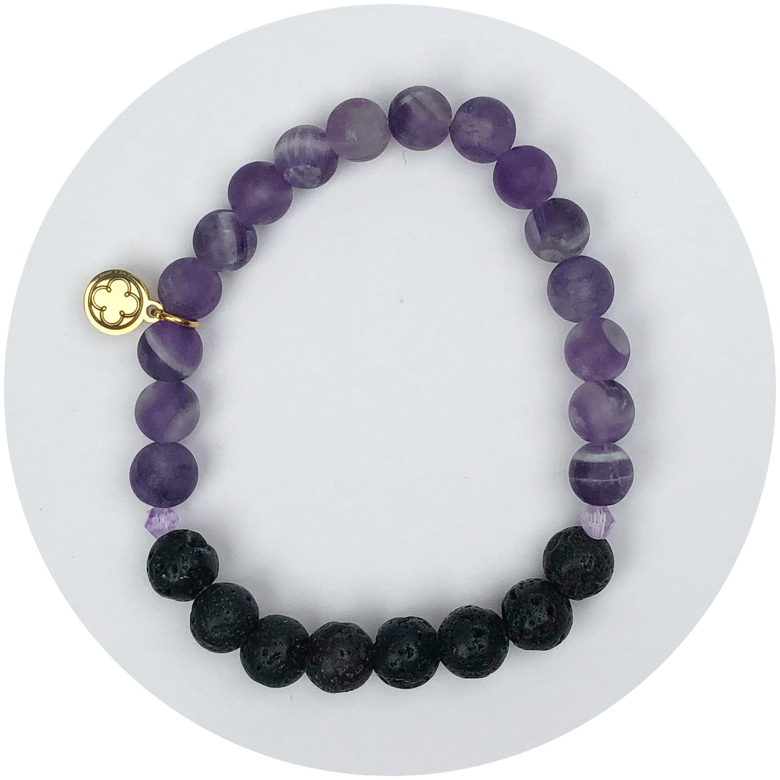 Matte Amethyst and Black Lava with Purple Crystal Spacers - Oriana Lamarca LLC