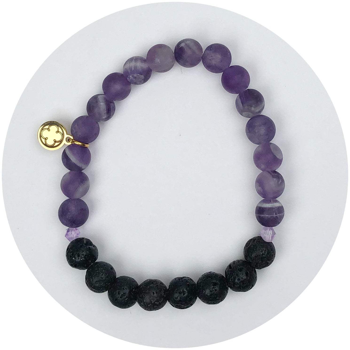 Matte Amethyst and Black Lava with Purple Crystal Spacers - Oriana Lamarca LLC