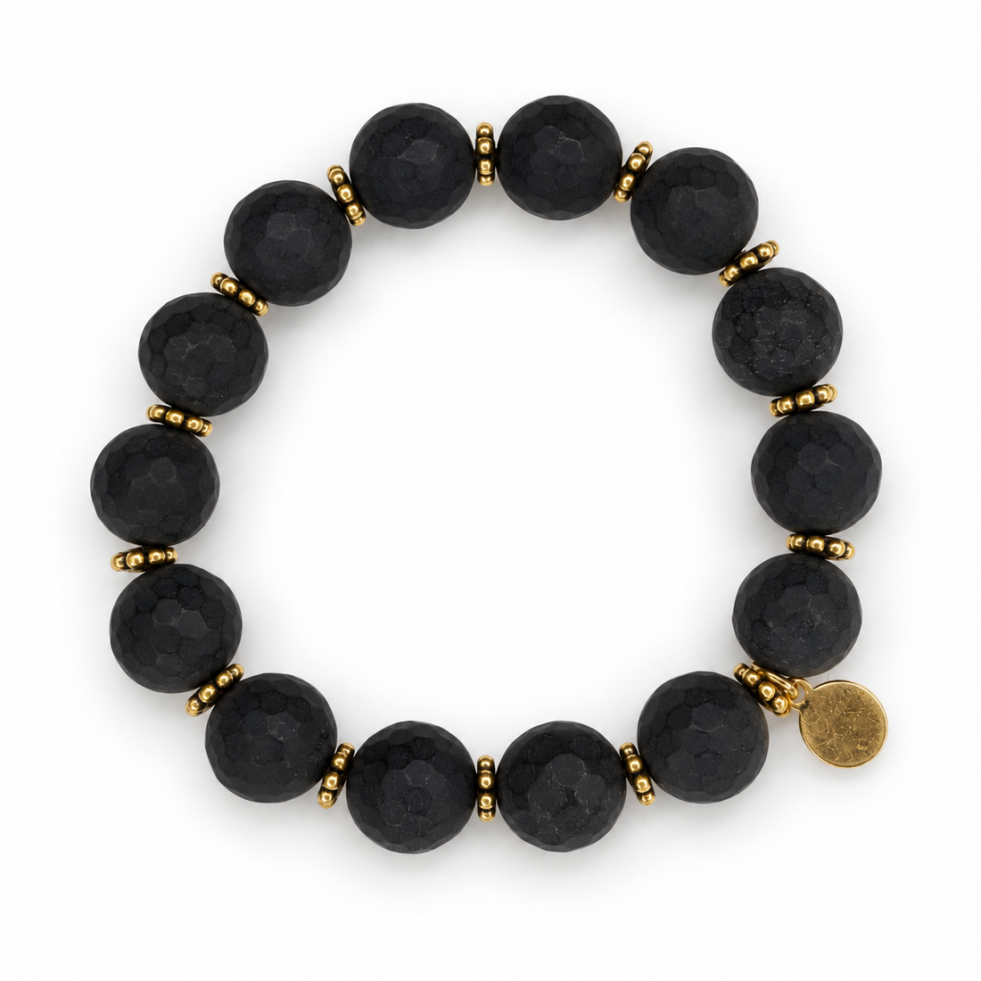 Matte Black Onyx with Gold Daisies - Oriana LaMarca Designs
