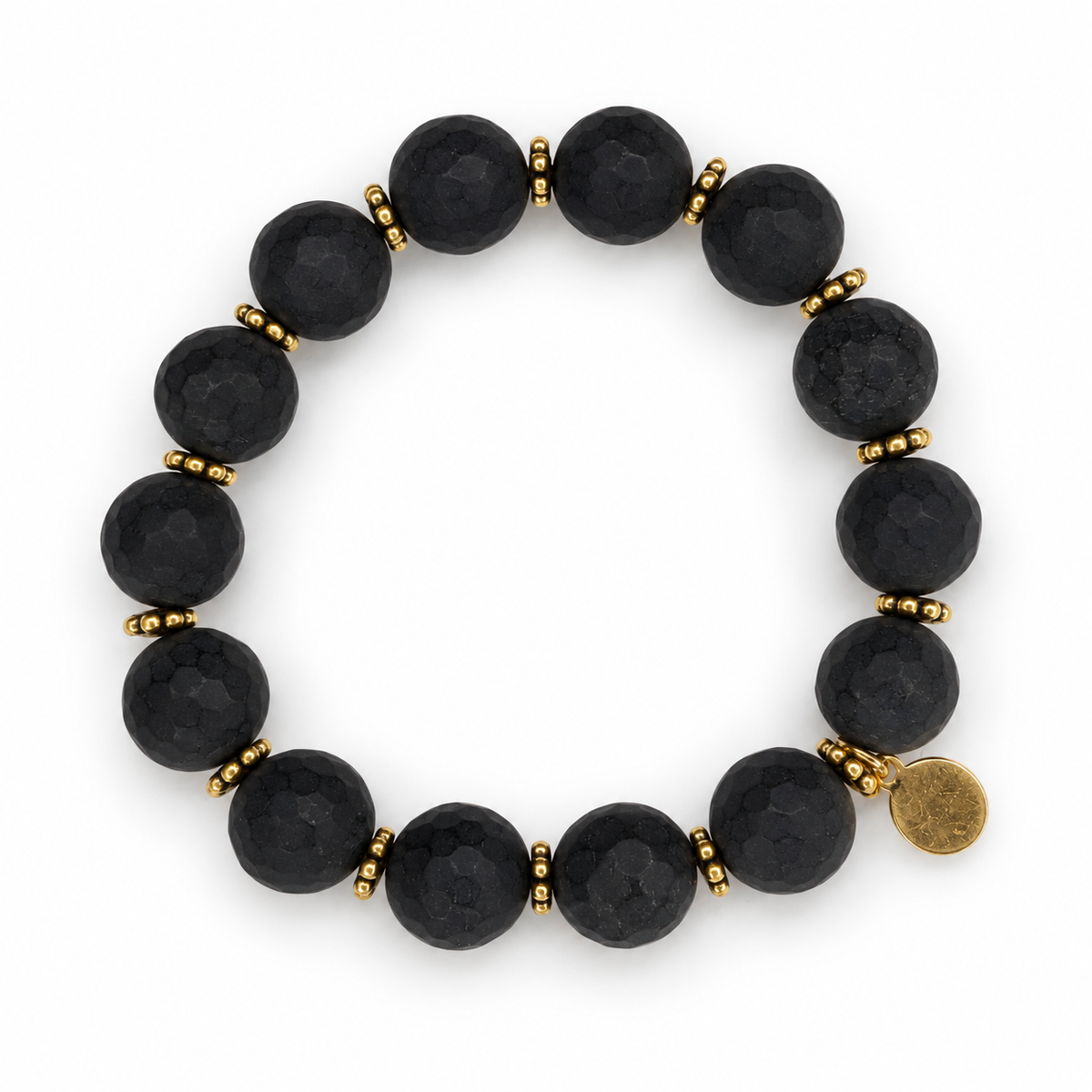 Matte Black Onyx with Gold Daisies - Oriana LaMarca Designs