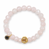 Mens Rose Quartz With Gold Pavé Cancer Awareness Ribbon Accent on white studio background