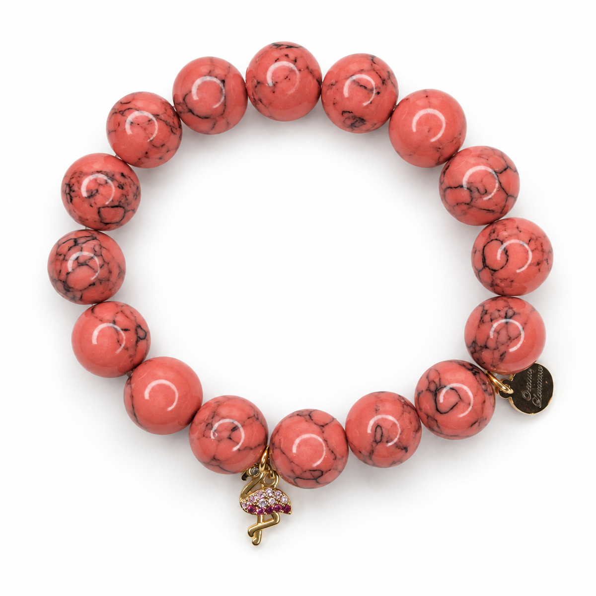 Coral Pink Howlite with Pavé Flamingo Pendant - Oriana LaMarca Designs