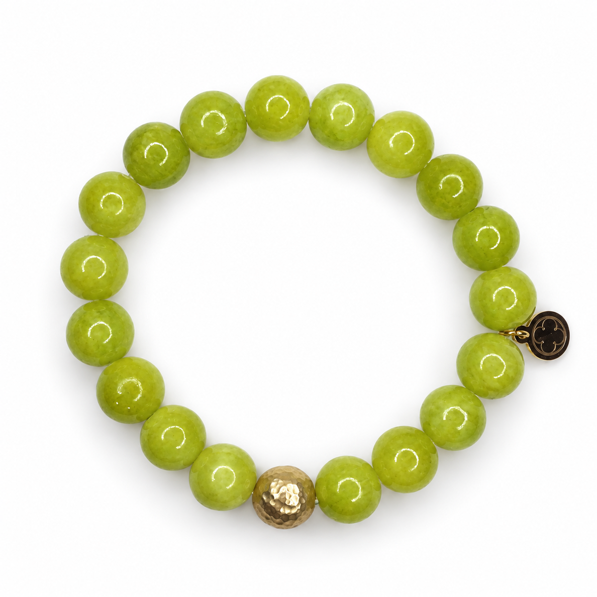 Lime Green Jade with Hammered Gold Accent - Oriana LaMarca Designs