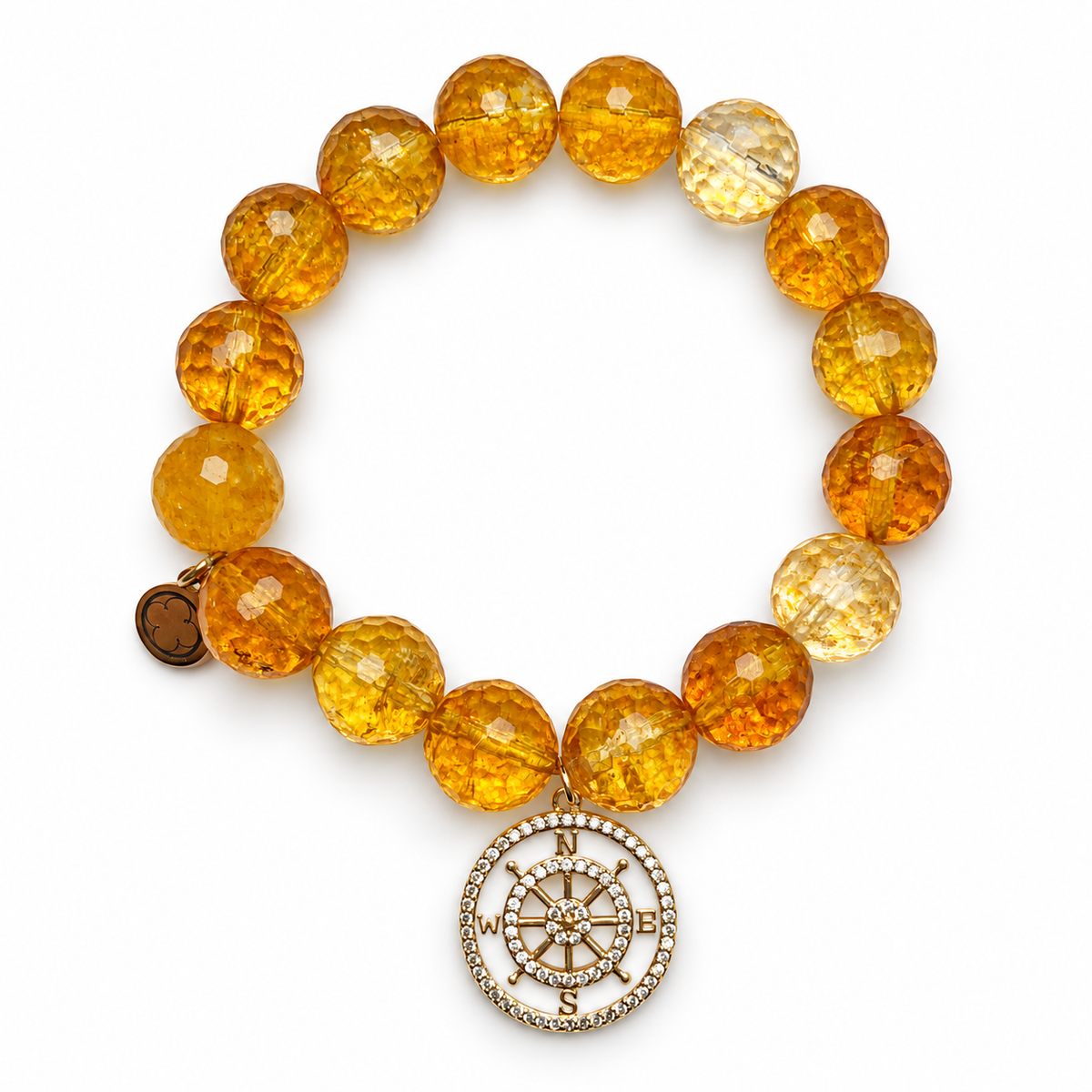Citrine with Pavé Compass Pendant - Oriana LaMarca Designs