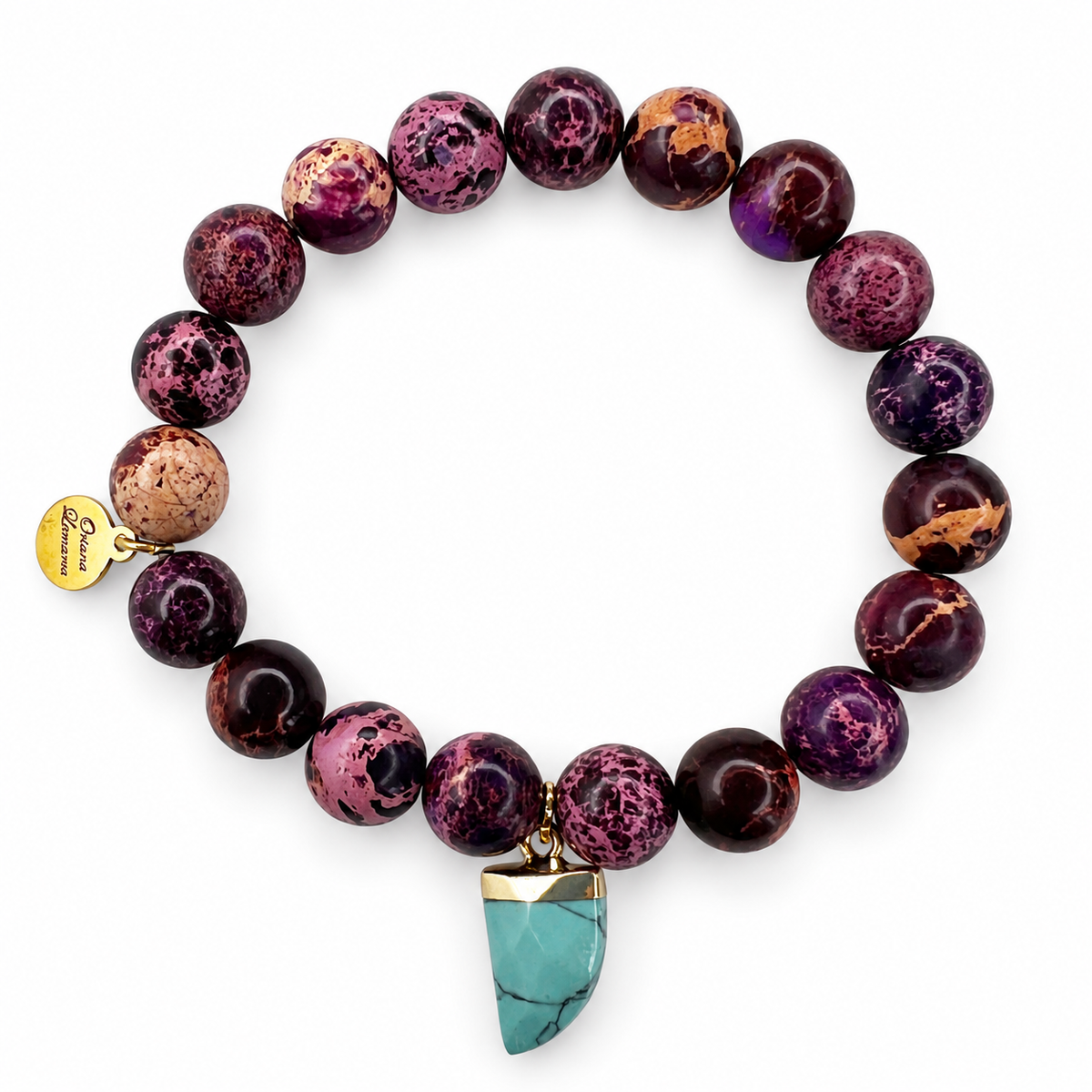 Purple Jasper with Turquoise Horn Pendant - Oriana LaMarca Designs