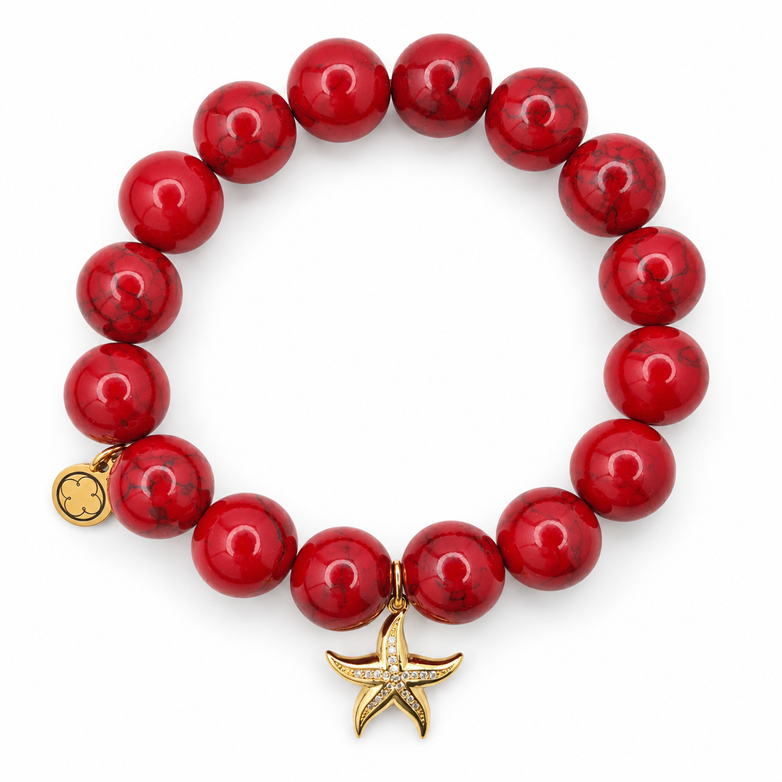 Red Howlite with Gold Starfish Pendant - Oriana LaMarca Designs