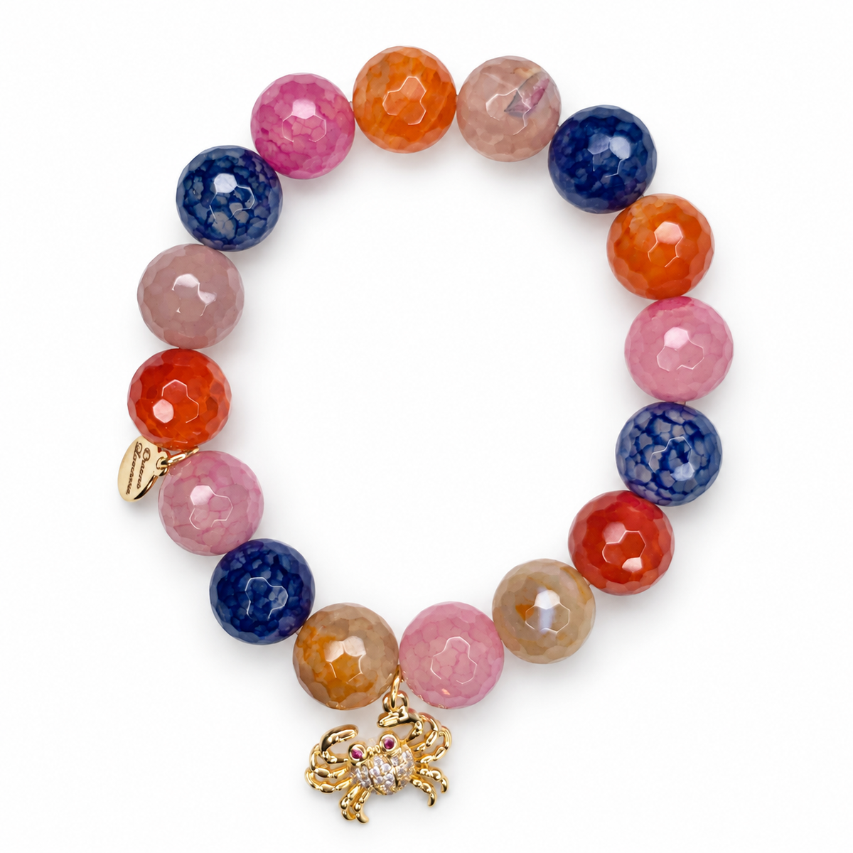 Springtime Multicolor Agate with Pavé Crab Pendant - Oriana LaMarca Designs