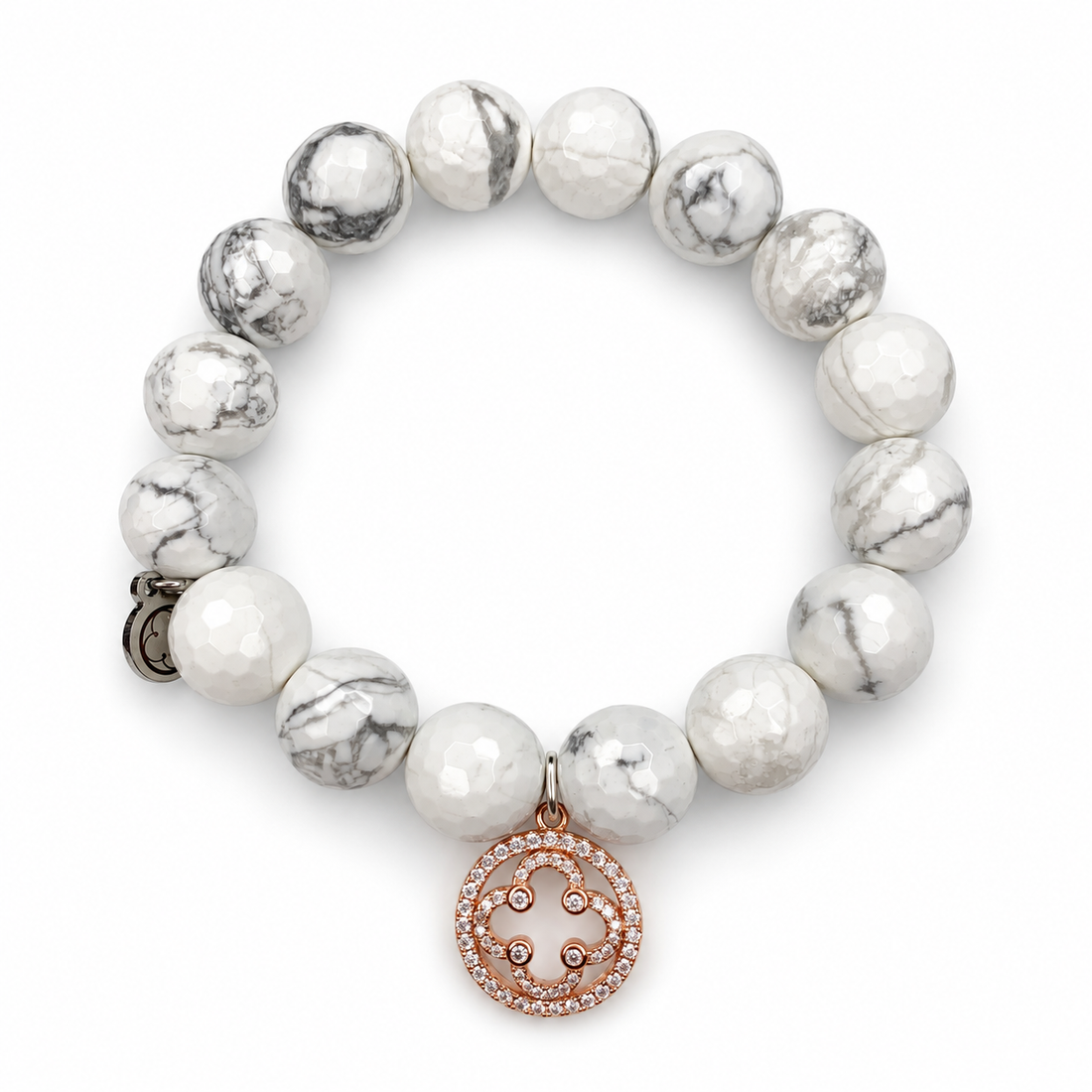 White Howlite with Pavé Rose Gold Signature Logo - Oriana LaMarca Designs