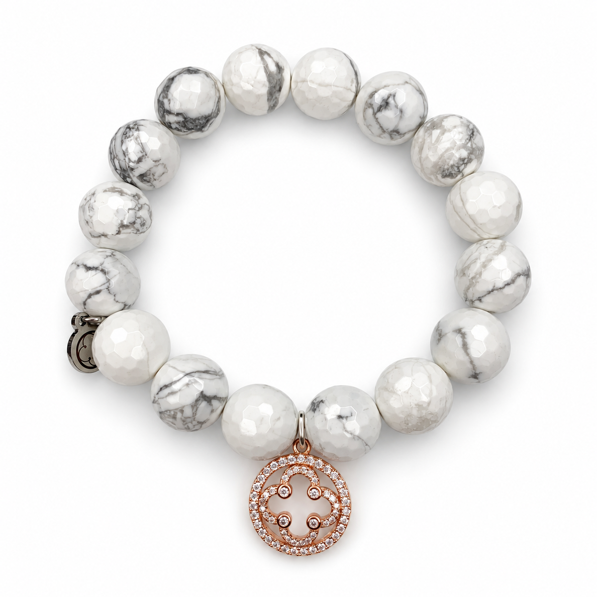 White Howlite with Pavé Rose Gold Signature Logo - Oriana LaMarca Designs