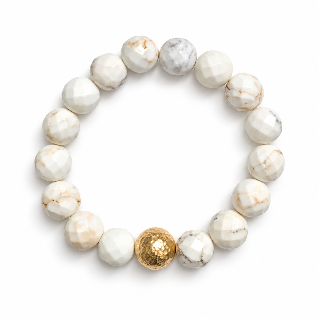 White Magnesite with Hammered Gold Accent - Oriana LaMarca Designs